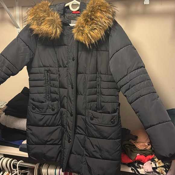 Brand New Laura Navy Winter Jacket with Fur Hood - Size XL - Picture 1 of 3